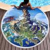 Tree of Life Round Beach Blanket with Tassels Polyester Sandproof Beach Towel,Absorbent Quick Dry Pool Towel Portable Picnic Mat
