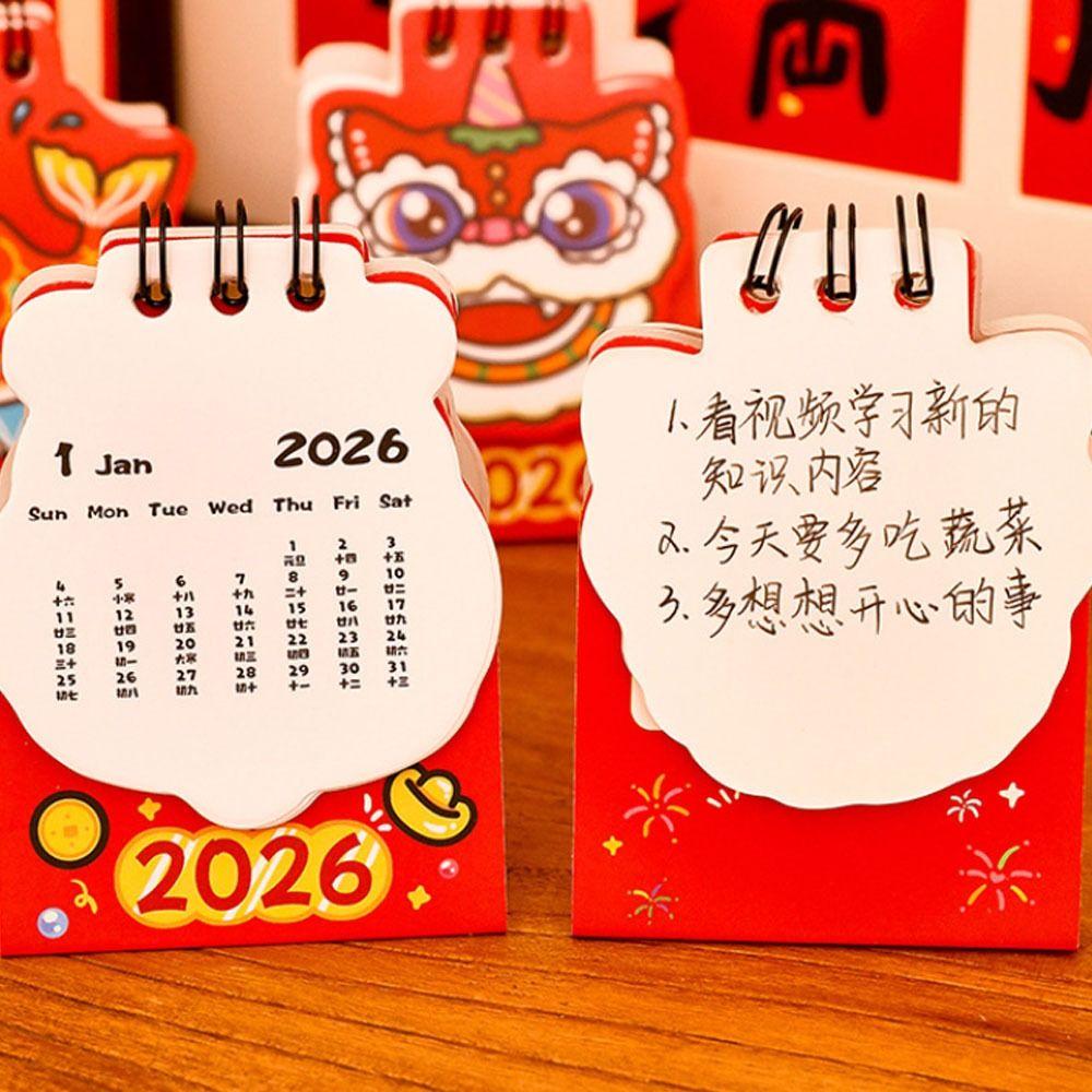 Red Mini Calendar Cartoon Schedule Planner Creative 2026 Coil Calendar  Office School Home