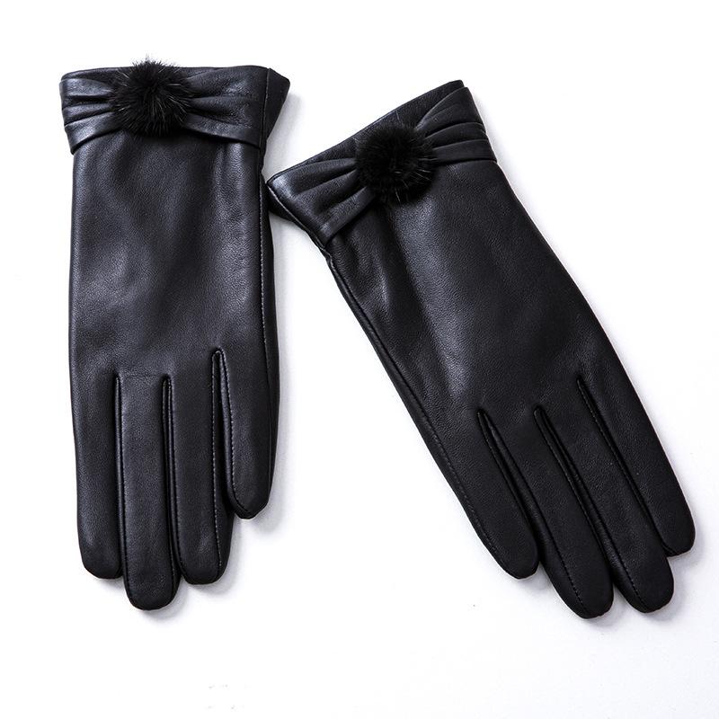 

Кожаные перчатки для женщин, чтобы согреться и быть модными зимой. Перчатки из овчины высшего слоя с сенсорным экраном для вождения и езды на велосипеде. L size