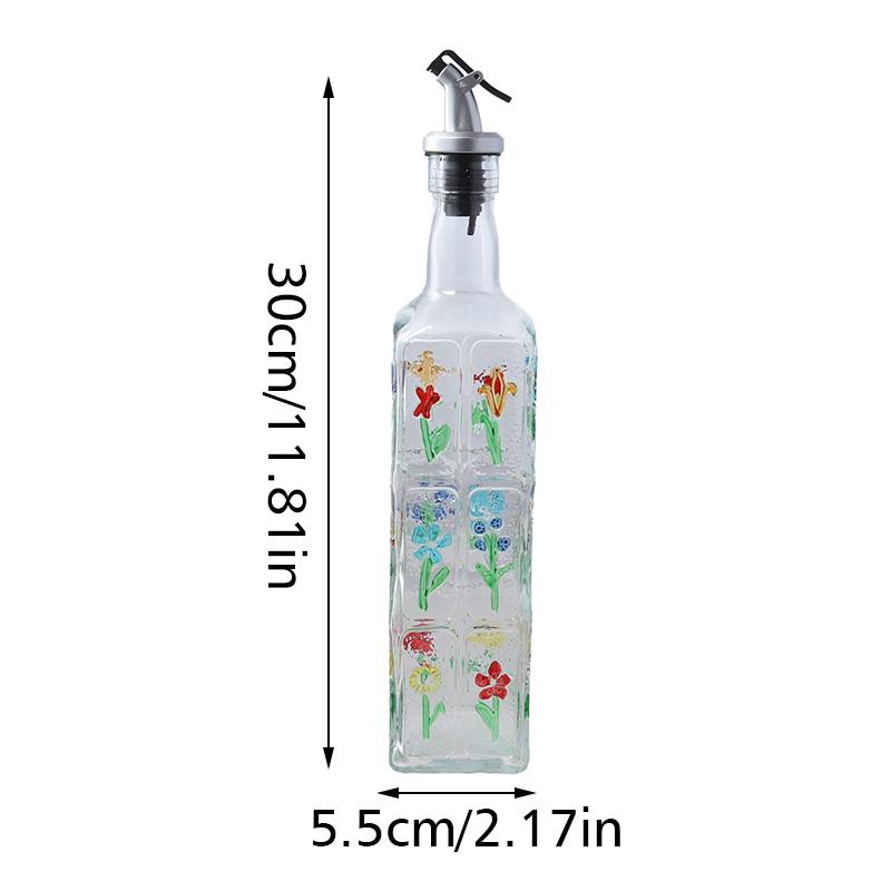 1PC Bottled Bottle Kitchen Supplies Soy Sauce Vinegar Bottle Home Decoration Hand-painted Oil Bottle Round 30x5.5cm