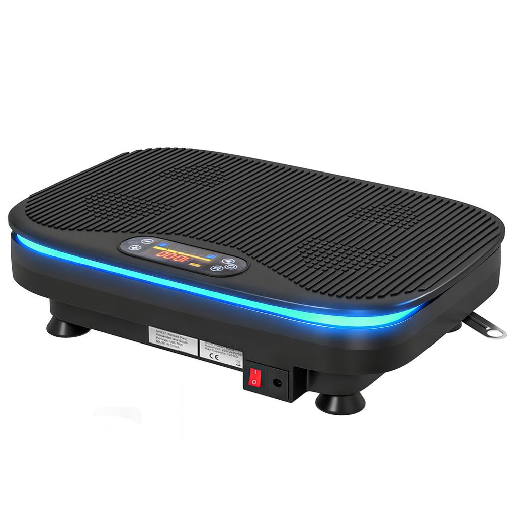 Vibration Plate, Lights, Bluetooth, 3 Programs, 99 Speeds, Remote, 47 x 32 x 12 cm, Black