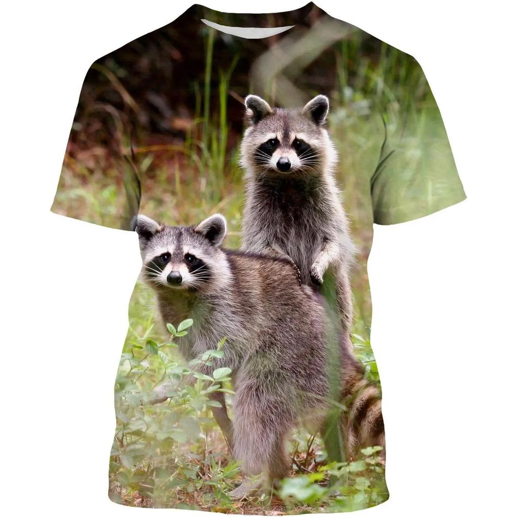 Funny Fitness Raccoon Pattern T-shirt 3D Print Men/Women Fashion Harajuku T-shirt Summer Short Sleeve Oversized Tops