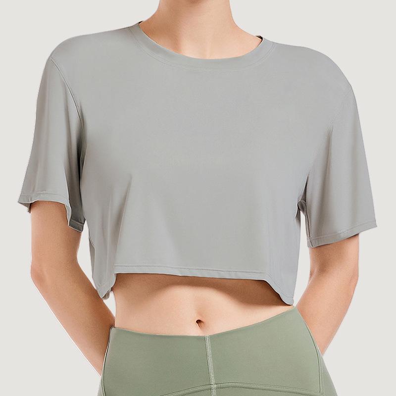 Women's Summer Cool Feeling Yoga Short Sleeve Quick Dry Casual Loose Fitness Outdoor Running Sports T-shirt