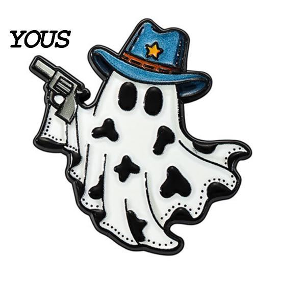 Halloween Kostýmový Doplněk Kreslený Duch Smaltovaná Brož, Strašidelný Kovový Klopový Špendlík, Šperk Svetr Kardigan Kabát Oblek Šátek Dekorace, Muži Ženy Oblečení