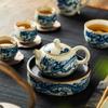 180ml Traditional Ru Kiln Blue and White Dragon Pattern Xi Shi Teapot For Home Tea Making High-end Ceramic Teapot KungFu Tea Set