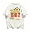 Vintage 1982 Sunset Palm Tree Retro Print Unisex Cotton T Shirt Birthday Gift Casual Loose Short Sleeve Graphic Tee