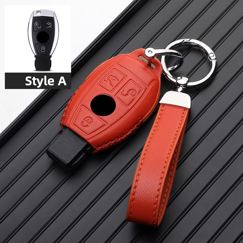 

Leather Car Key Case Remote Cover Shell Bag Holder Fob For Mercedes Benz A B C E S Class S400L Cla Cls Glc Gle Gls Eqe Eqs Amg