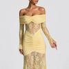 European and American autumn temperament perspective lace long fashionable and sexy sleeveless backless slim dress batch