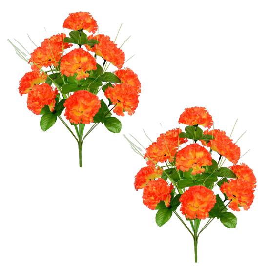 2Pcs Artificial Carnation Realistic 12 Head Fake Silk Flower Wedding Party Indoor Outdoor