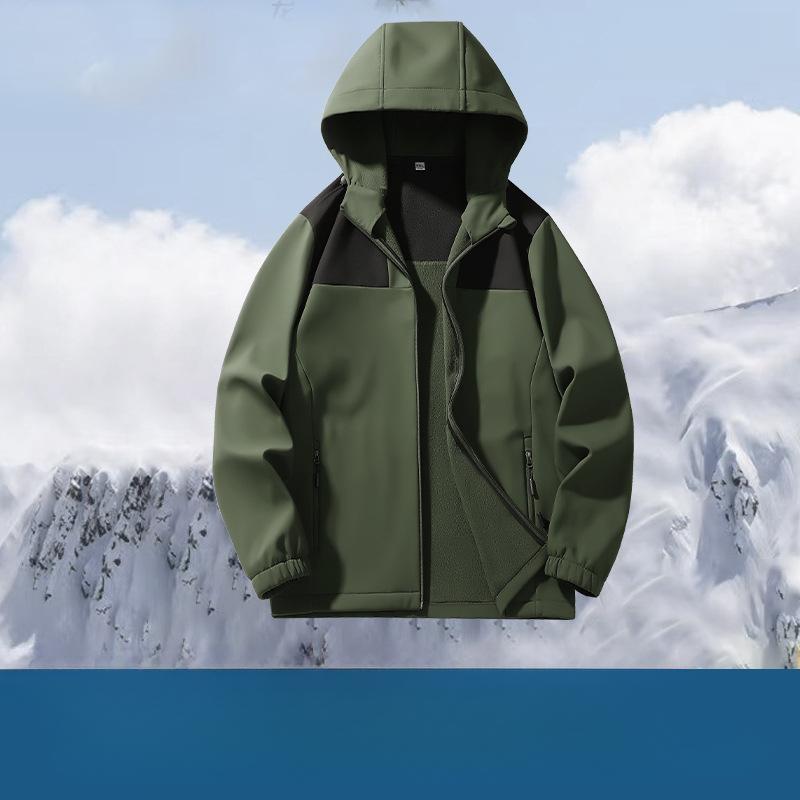 New Autumn and Winter Outdoor Soft Shell Jacket Fleece Thickened Windproof Waterproof Warm Jacket Sports Jacket Baseball Jacket