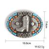 Cowboy Boots Belt Buckle for Silver Alloy Oval Buckle with Turquoise Western 10 x Birthday Gift [Rockyu] Men, Decoration, Style, 7.4 cm,