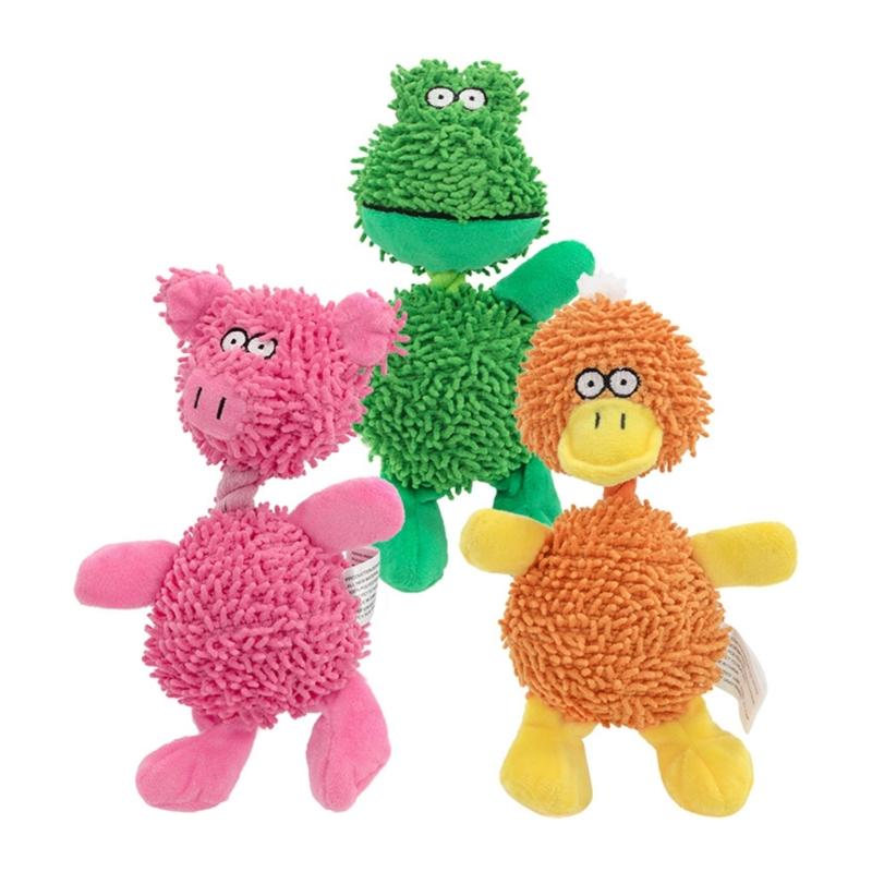 Fun Squeaky Plush Dog Toy Colorful Mop Fiber Puppy Toy for Teething Puppies and Anxieties Reliefs