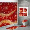 4PCS  Shower Curtain Sets With Shower Curtain And Rugs Toilet Lid Rug U Shape Mat And Bath Mat Bathroom Set  With 12 Hooks