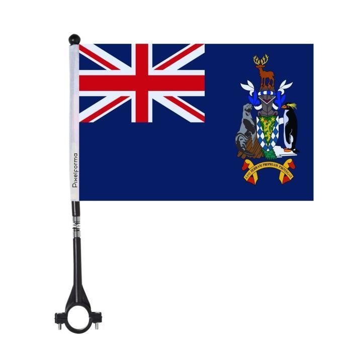 Drapeau De Vélo - Géorgie Du Sud - 14x21 Cm - Polyester - Mât En Plastique - 5 Pièces