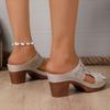 Spring and Summer New Breathable and Lightweight One-piece Buckle Strap Fashionable Thick Heel Slippers