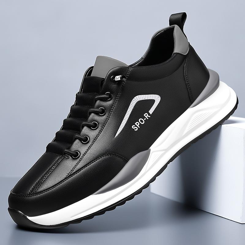 

Модные кожаные мужские туфли на плоской подошве для отдыха на открытом воздухе, брендовая мужская повседневная обувь, универсальная мужская обувь для путешествий и прогулок, стильная мужская обувь на шнуровке из вулканизированной стали 44 чёрный