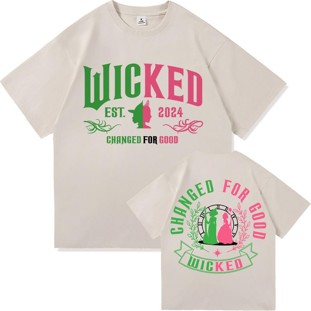 Wicked Change for Good T Shirt Hot Fashion Men Harajuku Aesthetic Elphaba Glinda T-Shirt Unisex High Quality Cotton Tees Shirts