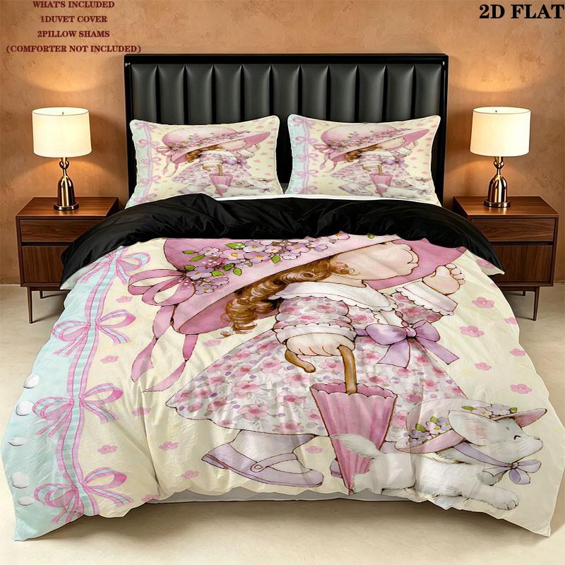 Sarakey Pattern Bedding Quilt Set Quilt Cover Pillowcase Home Birthday Gift(1 * duvet cover + 2 * pillowcase, without core)