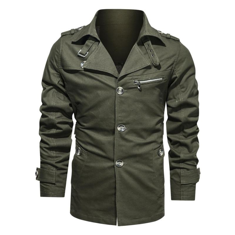 

Новая мужская хлопковая повседневная куртка с лацканами, куртка средней длины 5XL армия зеленый