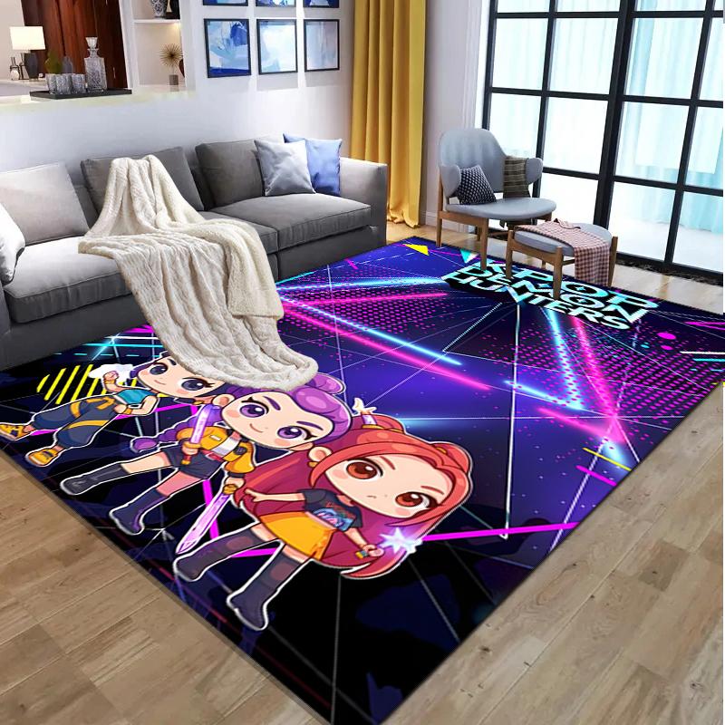 KPop Demon Hunters Pattern Rug, Indoor/Outdoor Mat, for Picnic, Gameroom, Bedroom, Office, Living Room, Home Decor Carpet, Birthday Gift