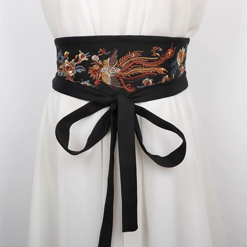 2026 Chinese Style Fashion Embroidery Wide Belt Corset Woman Vintage Bowknot Decorative Corset Girdles