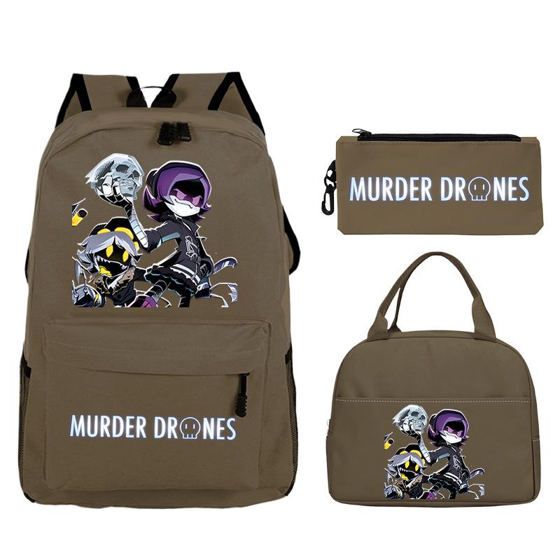Murder Drones Printed Children's Backpack Pencil Bag Meal Bag Set Large Capacity Student School Bag