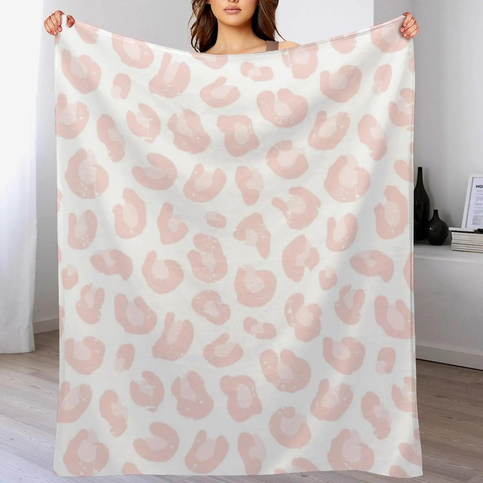 Leopard Print Pink and White Throw Blanket Spring Fall Cozy Throw Blanket for Couch 102x76cm(40x30in)