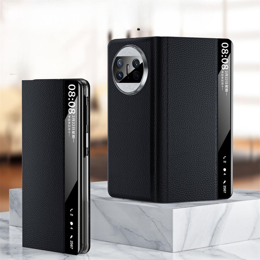 

Suitable for Huawei Matex5 Mobile Phone Case Flip Folding Plain Leather MateX3 Window Leather Case Anti-fall Full Cover Huawei Mate X5