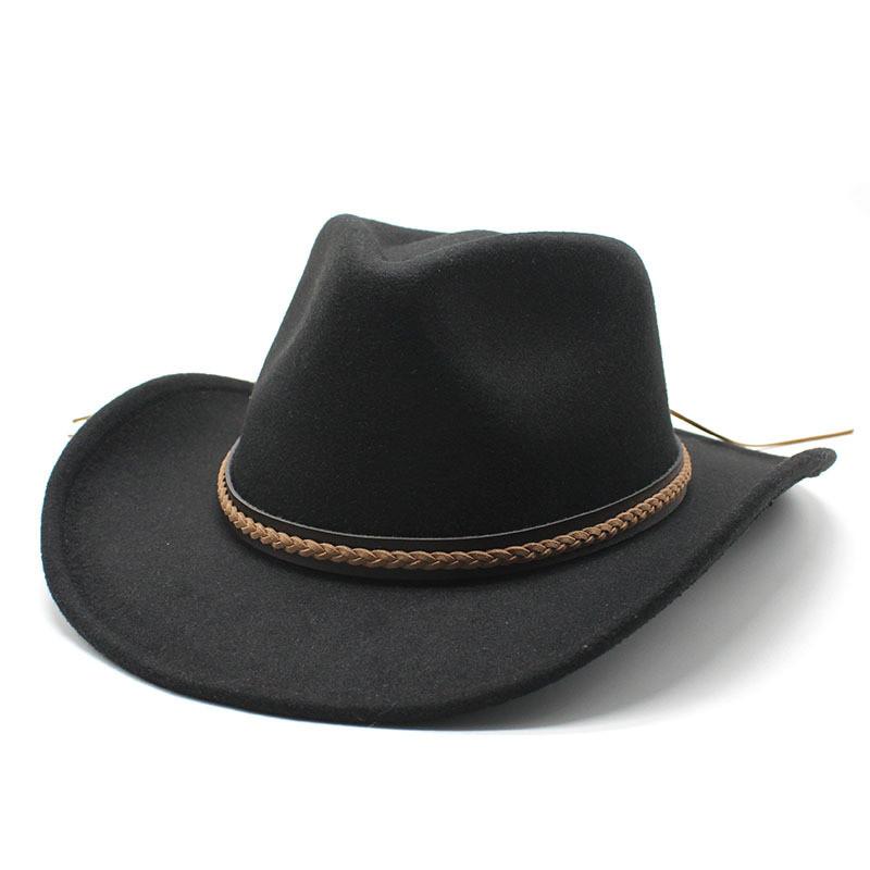 Vintage Black Wool Felt Jazz Hat With Wide Brim For Men And Women