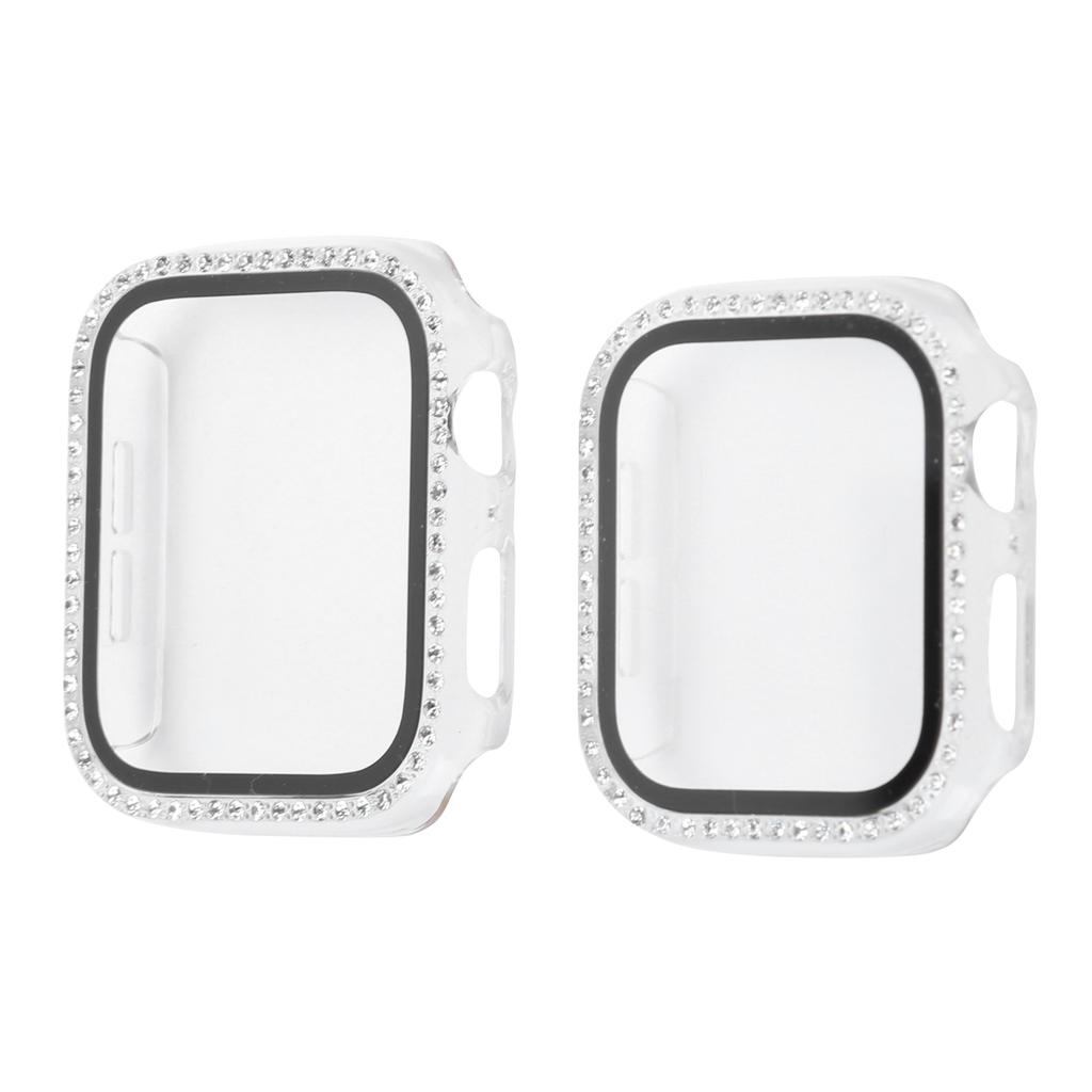 2pcs Watch Case Cover Crystal Shiny Protective Case with Film Jewelry Accessory for IOS Watch