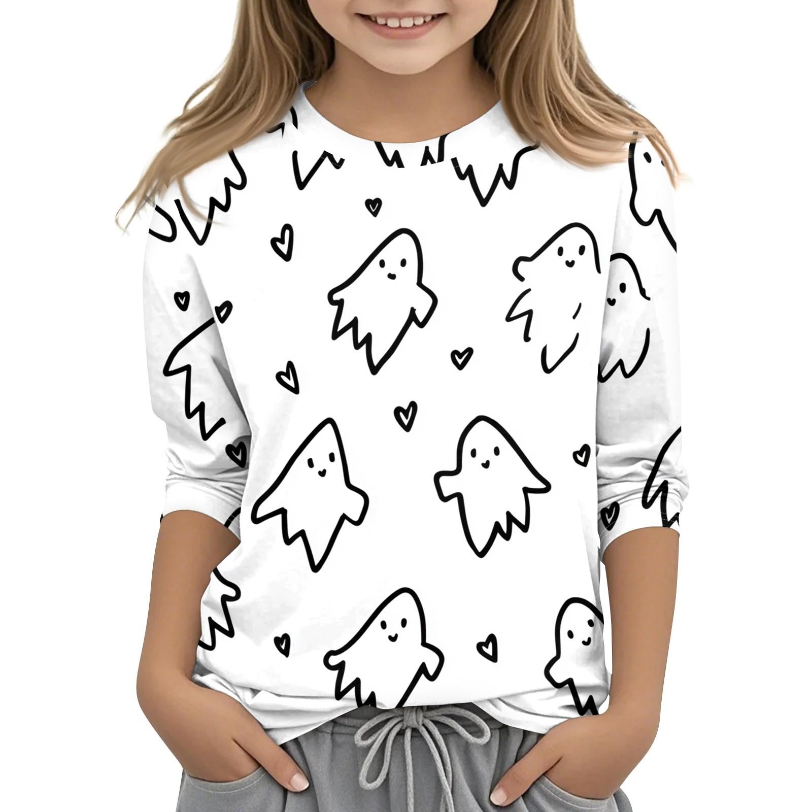 

Детская футболка с круглым вырезом и принтом, рукава 3/4, повседневная футболка 140