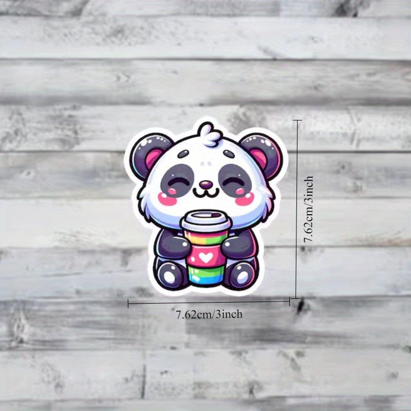 Cute Panda Bear with Coffee Sticker Durable for Laptop, Car, Luggage, Skateboard & More - Perfect for Teens, Adults, Creative Decor & Gifting
