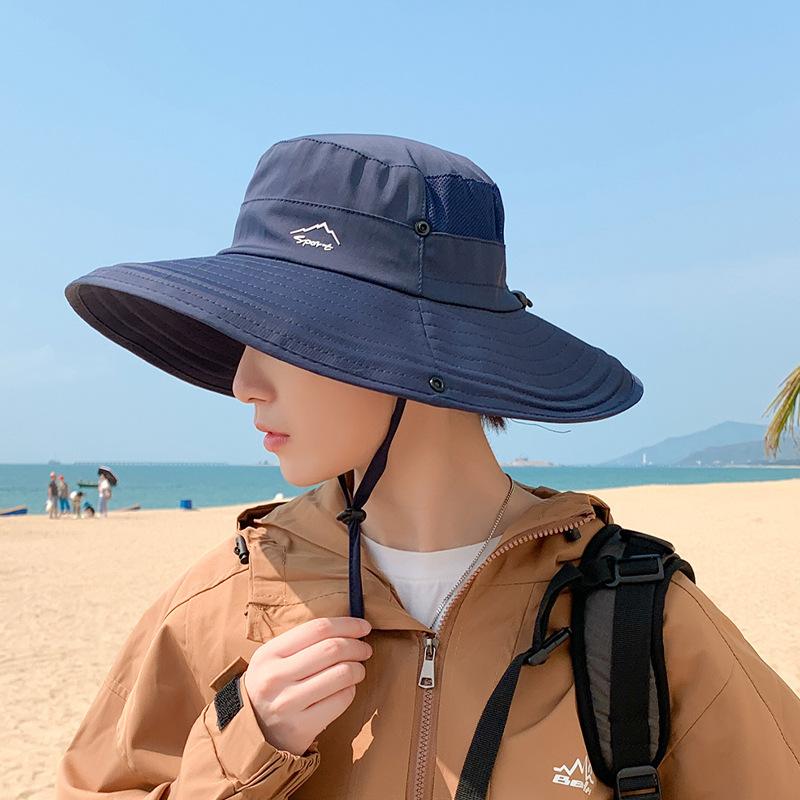 Summer men's outdoor fishing mountaineering sun protection hat breathable sun hat big brim UV protection bucket hat 9240