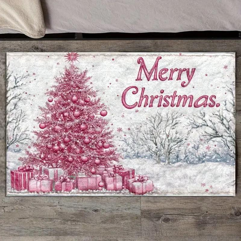 

Dream Powder Snow Christmas Carpet Christmas Tree Pattern Living Room Entrance Holiday Decoration Floor Mat Home Decor 40X60CM(1.3X2FT