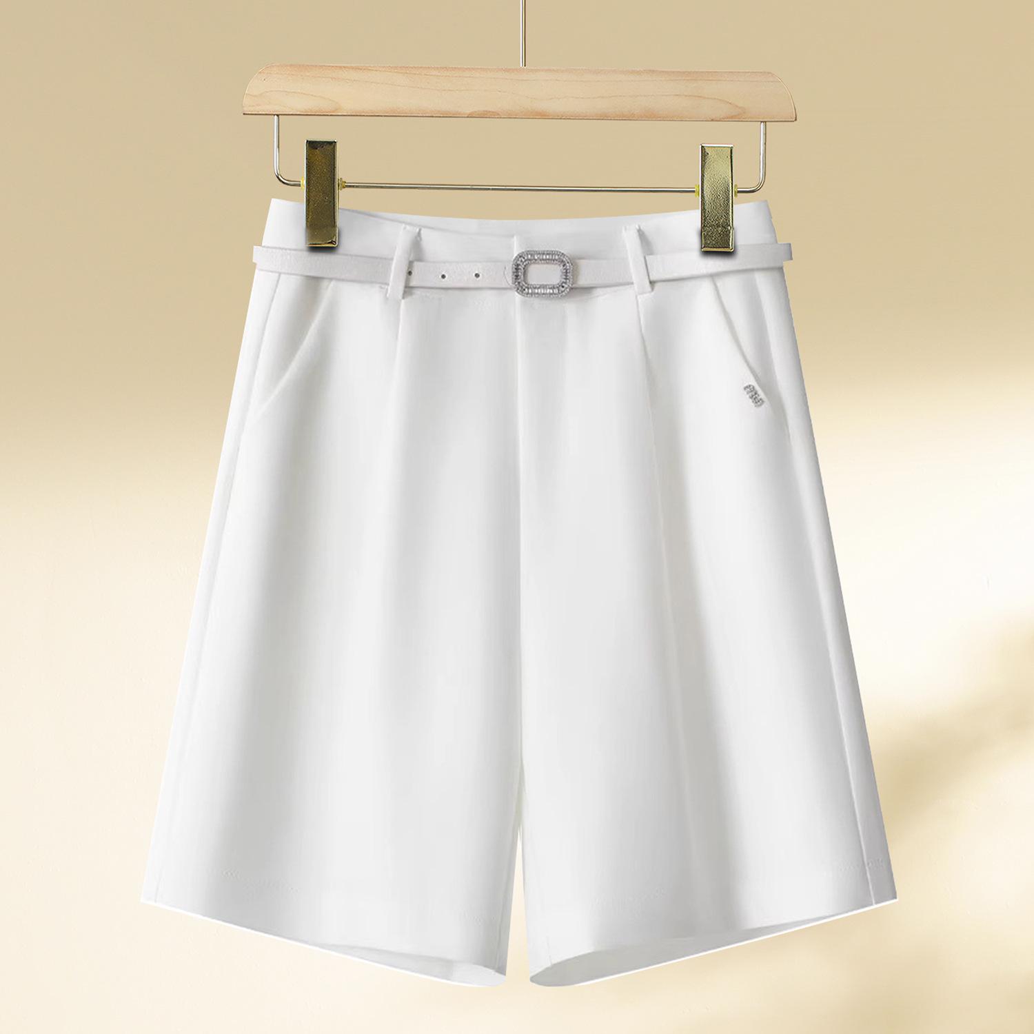 

Женские розовые шорты с высокой талией и широкими штанинами - Коллекция Лето 2025, А-силуэт, Повседневные, Свободного кроя, Средней длины, Тонкий материал. 26 [Recommended for 85-95 lbs] белый