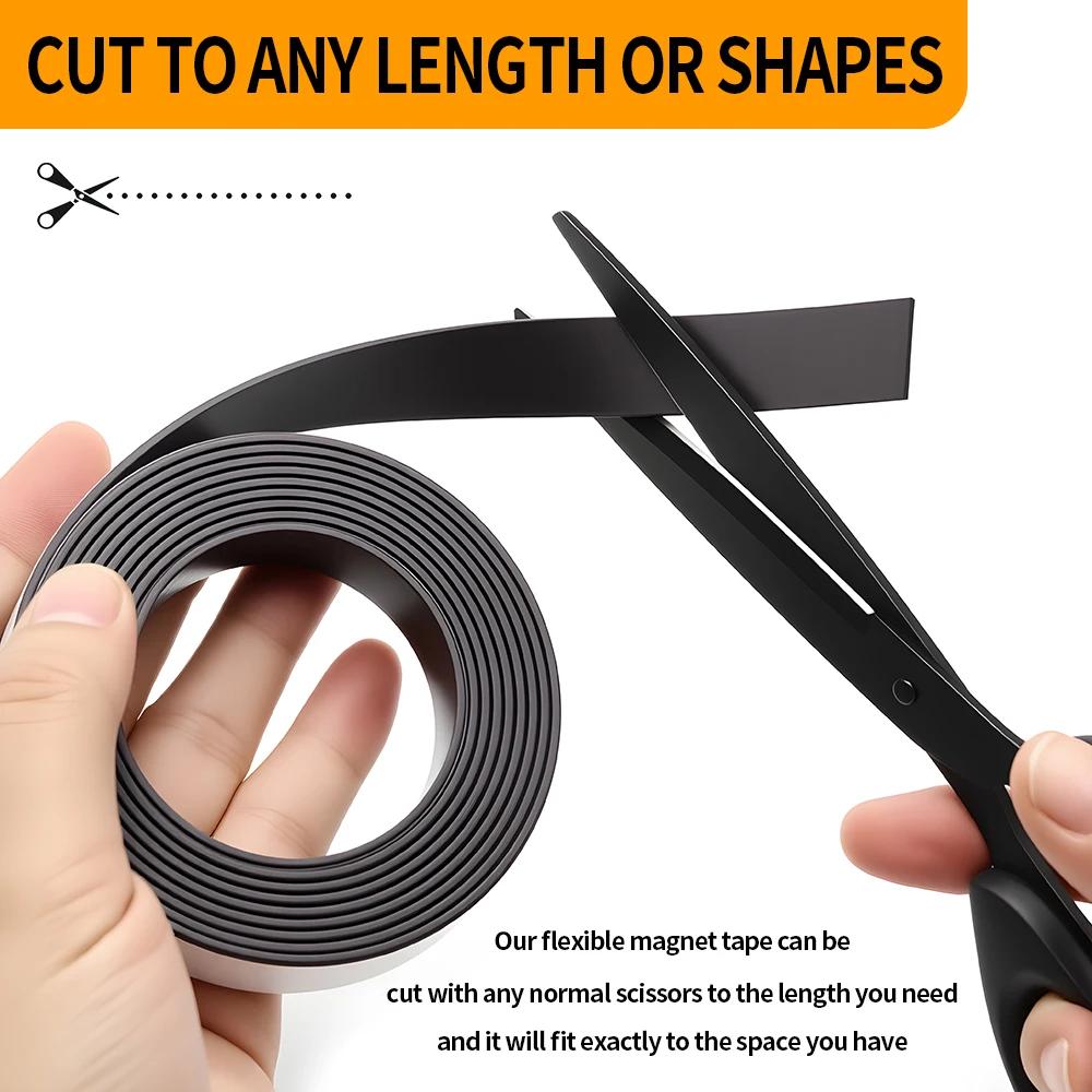 1M Flexible Rubber Magnetic Strip Self-Adhesive Cuttable Magnetic Tape DIY Wall Photo Poster Fixing Tool Wall Memo Strip