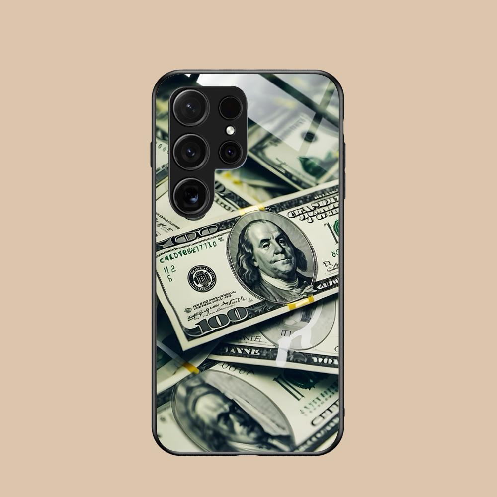 USD Dollar Glass Mobile Phone Case for Samsung Galaxy S26 S25 S24 S23 S22 S21 S20 Note20 Plus FE Ultra Colorful Cover