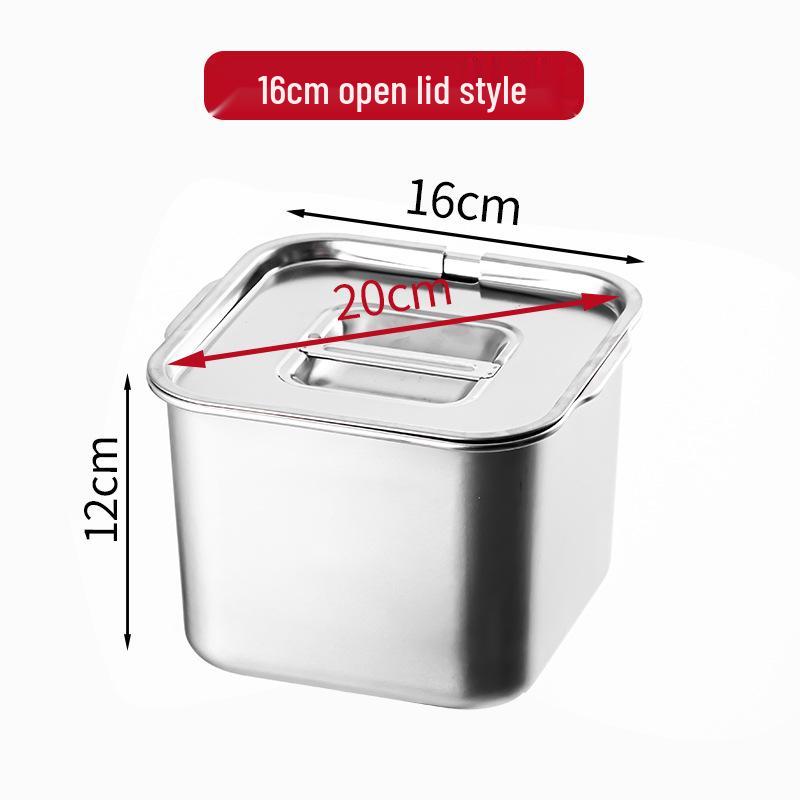 304 Stainless Steel Square Jam Bowl with Lid - Commercial Kitchen Seasoning and Sauce Container.