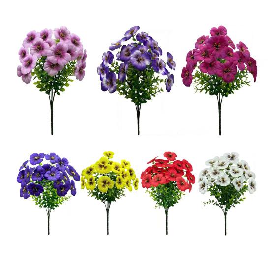 Artificial Flowers 7 Forks Bright Color No Fading No Maintenance Reusable Easy Care Fake Flower Arrangement