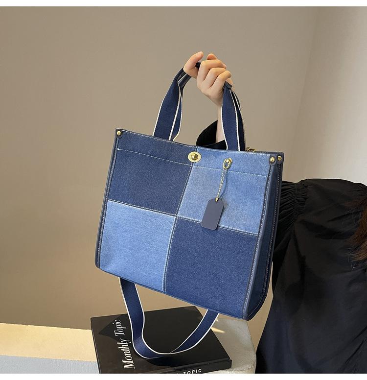 Tote bag casual women's bag large capacity plus lining, creative shopping portable canvas bag, casual canvas bag trend