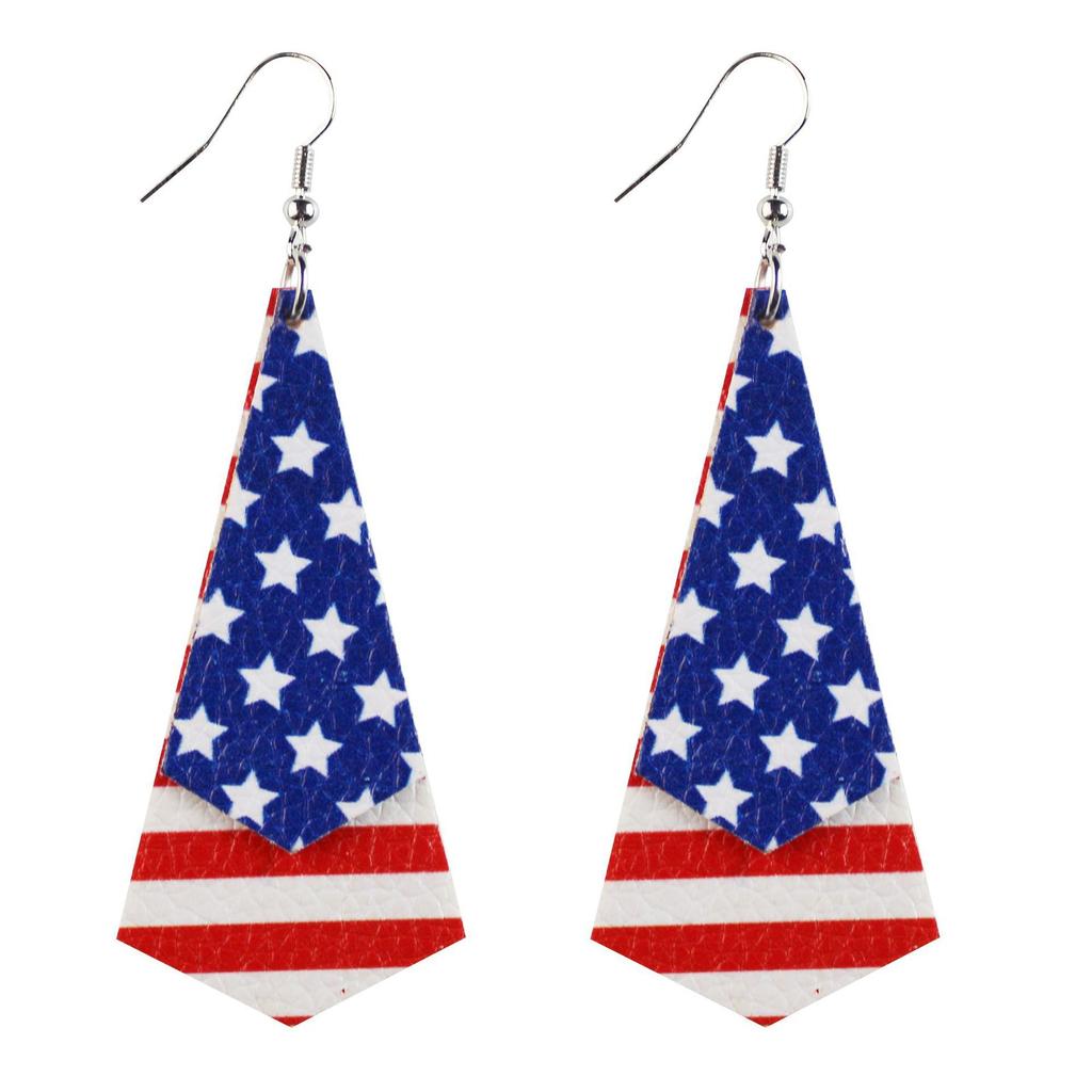 American Flag Star Stripe Elements Independence Day Leather Earrings Election Theme Diy