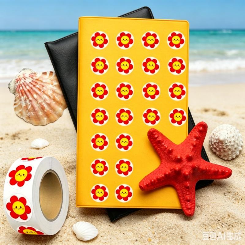 1000pcs/2rolls Smiley Flower Stickers Cute Red Yellow Floral Decals for Planner Notebook Scrapbooking and Everyday Decorating