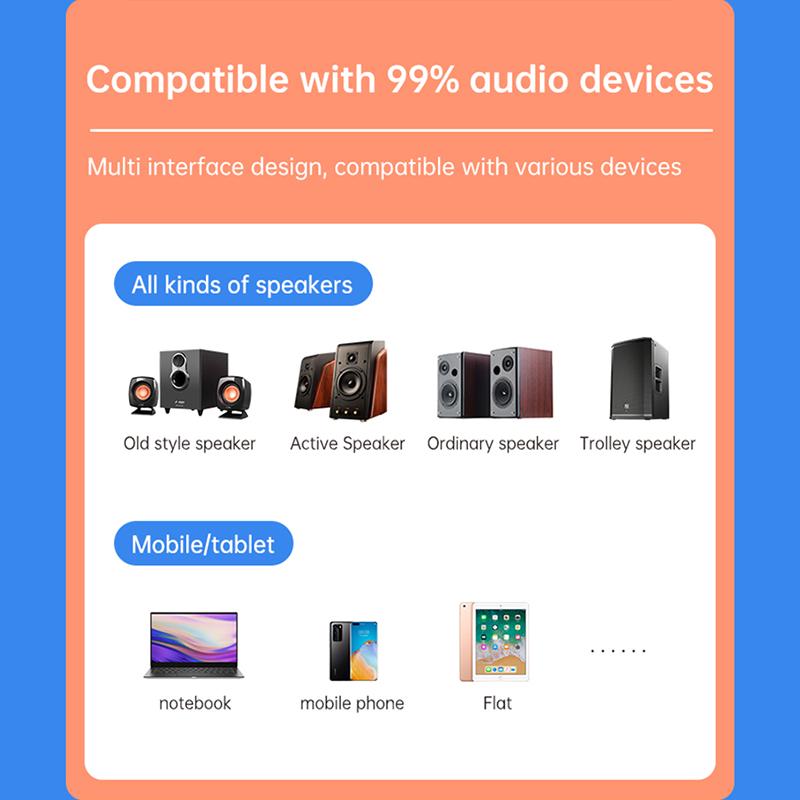 Bluetooth 5.3 audio vevő támogatás USB U-Disk Play vezeték nélküli adapter R/L 2 RCA/3.5MM AUX/optikai szálas csatlakozó autóskészlet hangszóróhoz