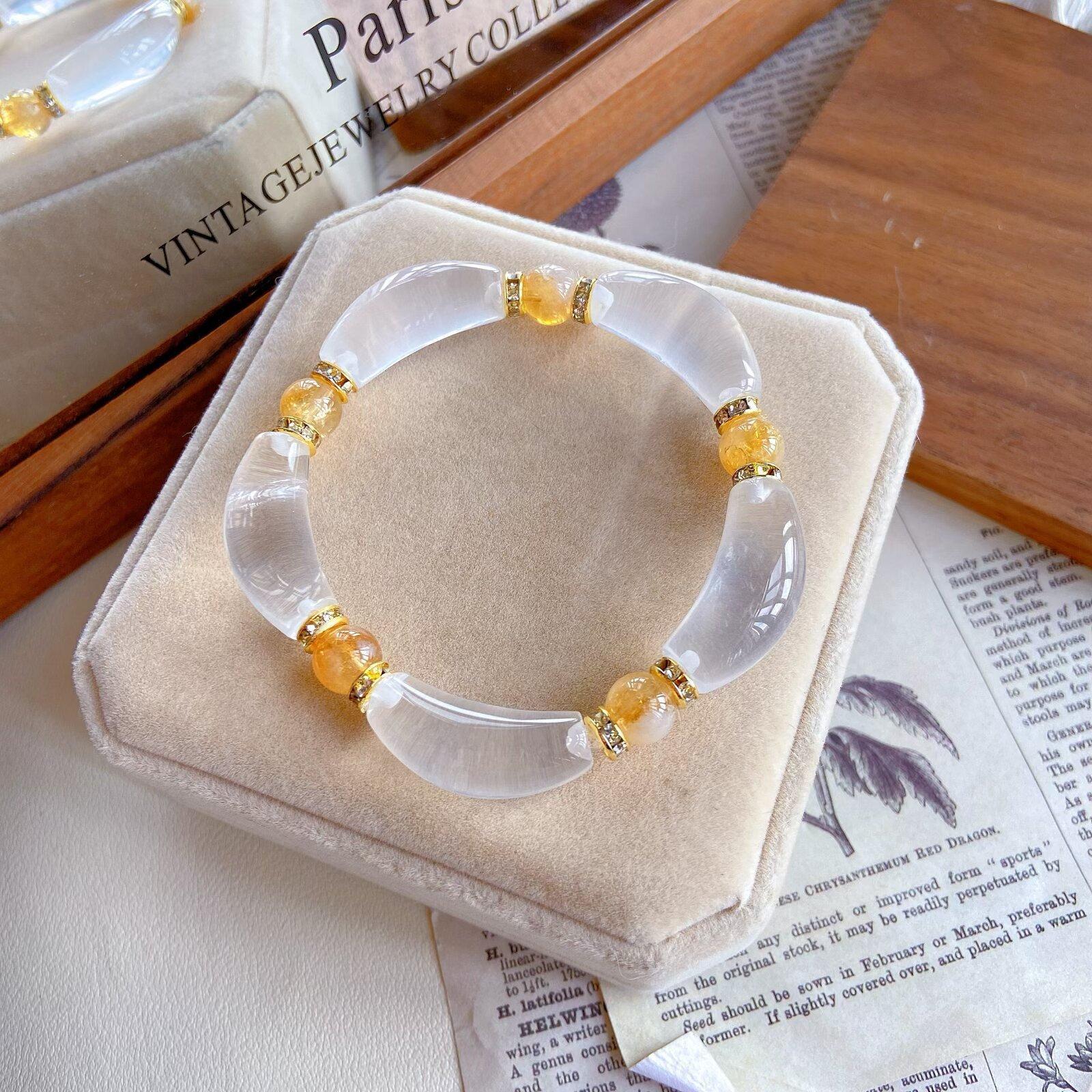 Natural Milk White Crystal Elbow Yellow Tower Crystal Mixed Crystal Bracelet Designer Style DIY Beads Bracelets 10mm