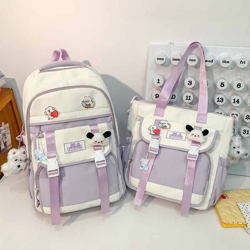 Children's Schoolbags Elementary School Students  Girls Junior High School Students  Large Capacity  High Appearance  Two Piece Backpack