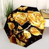 Golden Roses Butterflies Theme 8 Bone Hand Automatic Folding Umbrella, Compact and Portable Design, A Perfect Gift for Birthday, Christmas O