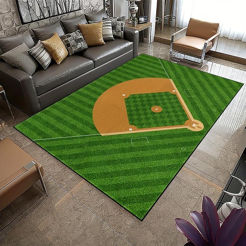 Baseball Field Design Carpet Easy to Clean Machine Washable Carpet Living Room Bedroom Playroom Carpet Home Decor