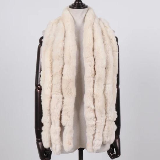 

Зимний женский шарф из натурального меха кролика рекс, натуральный мягкий шарф из меха кролика рекс шиншиллового окраса, женский теплый мягкий меховой шарф из кролика рекс бежевый