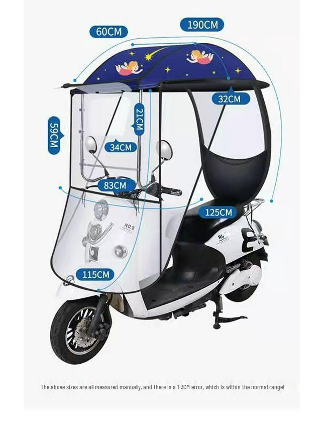 Toldo Impermeable y Protector Solar para Coche con Parabrisas Engrosado para Bicicletas Eléctricas y Triciclos