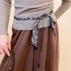 Vintage ethnic wind wood bead woven fringed waist chain bohemian belt clothing